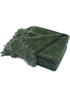 Chenille Throw Blanket Soft Cozy Blanket Tassel Fringe Couch Bed Home 50 x 60